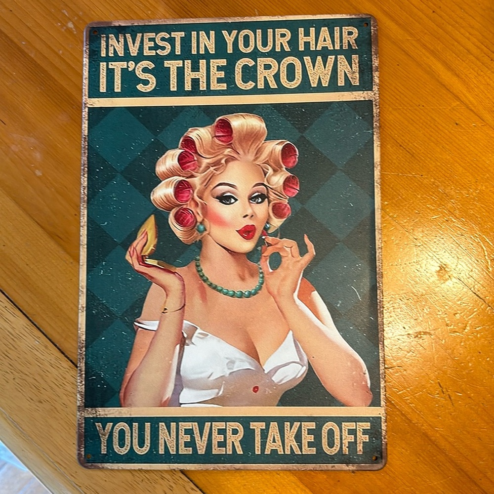 Metal cute hair sign
